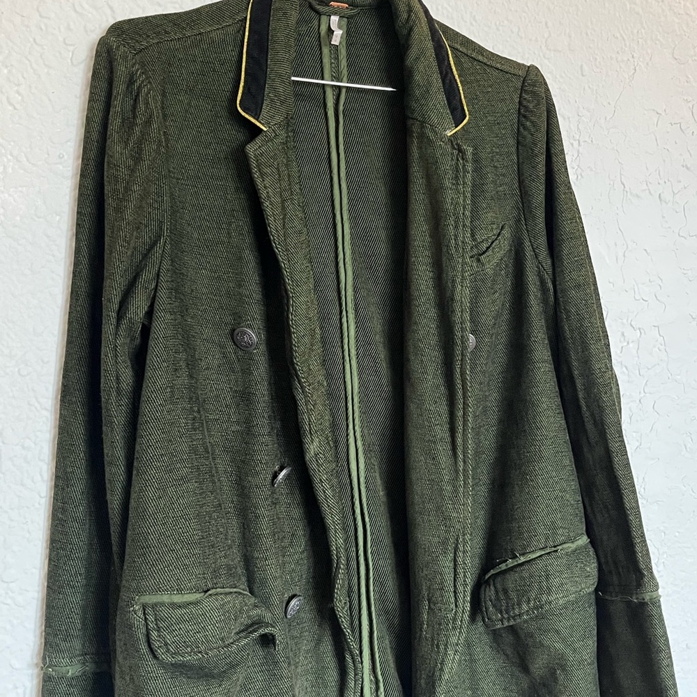 Free People Jacket Fall Green military band style